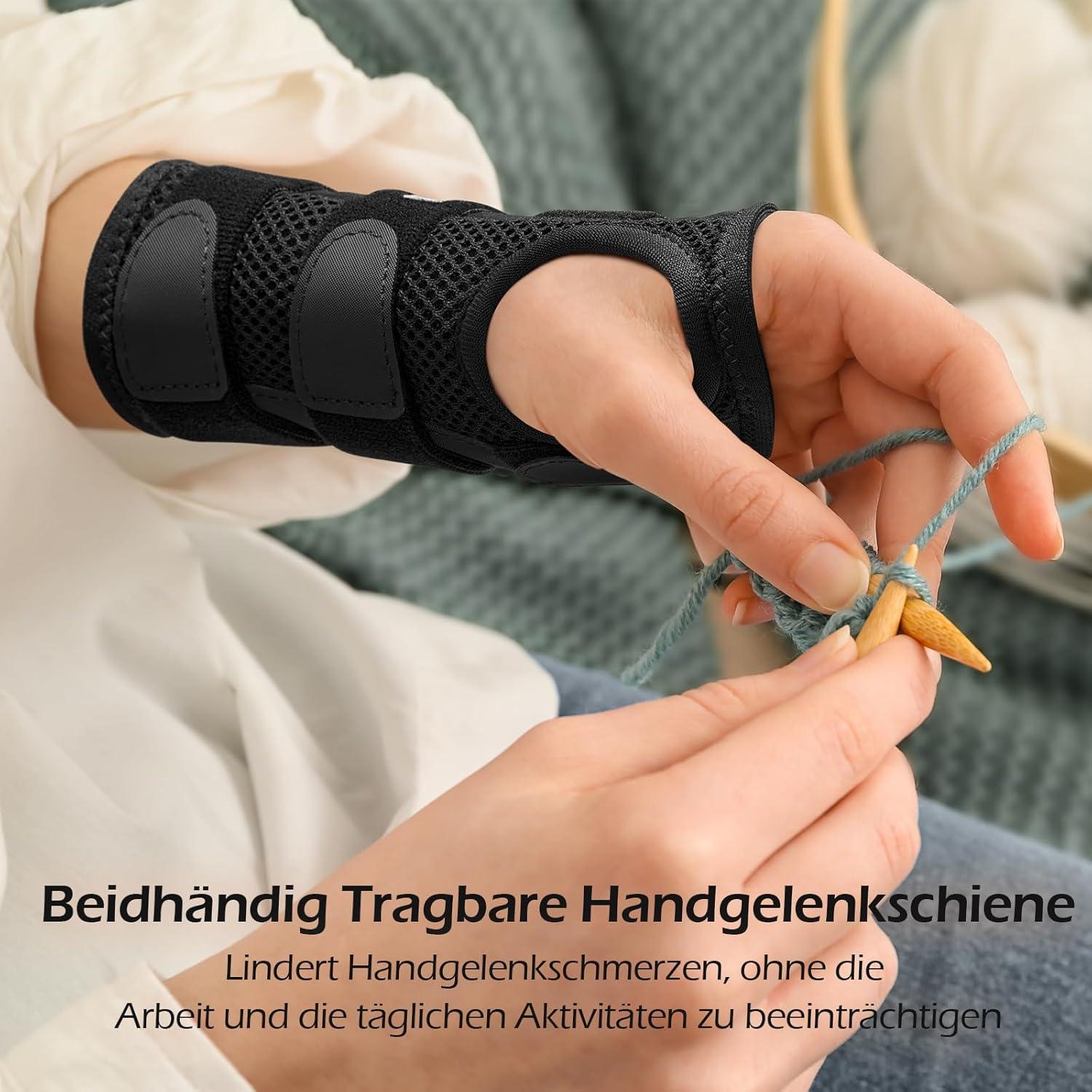 Handgelenkschiene mit 3 Schienen für Karpaltunnelsyndrom und Arthritis, Größe L/XL Links-Grau