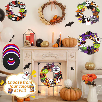 Halloween Kränze Bastelset für Kinder – 8er Set DIY Deko