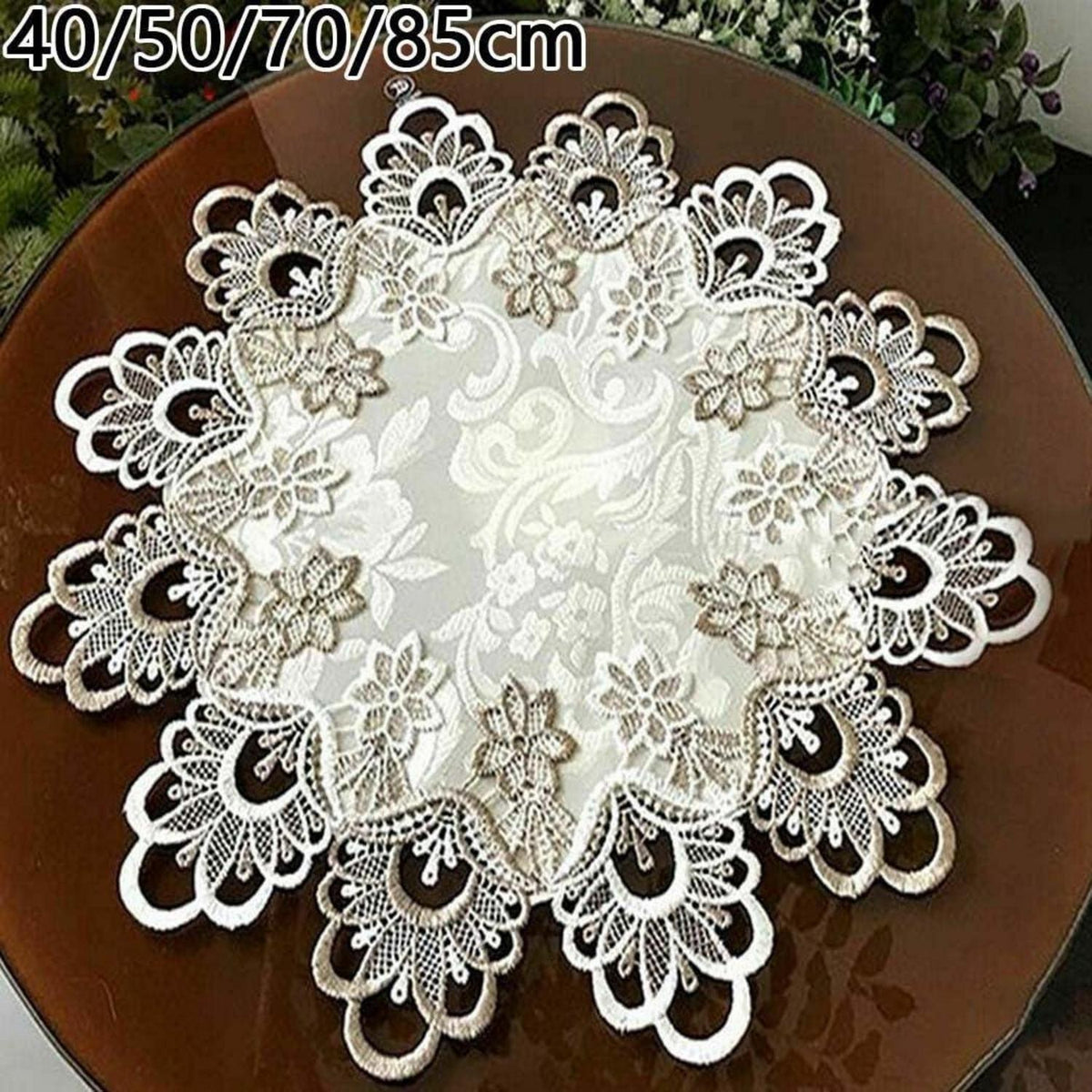Runde Tischdecke Spitze Blumenmuster 70cm – Elegant & Pflegeleicht