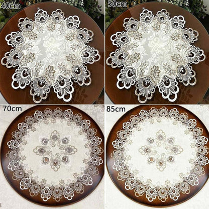 Runde Tischdecke Spitze Blumenmuster 70cm – Elegant & Pflegeleicht