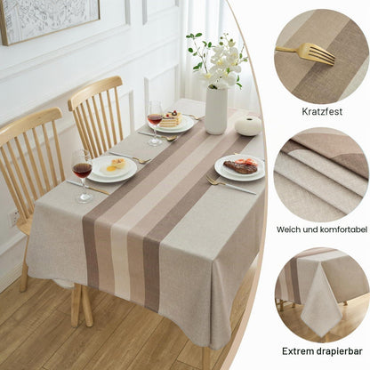 Abwaschbare Tischdecke Rechteckig 100x140 cm – Leinenoptik Weiß/Beige