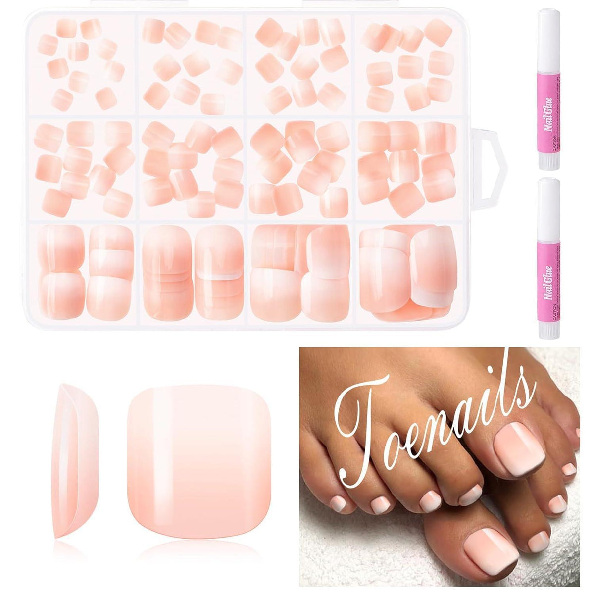 Rosa Farbverlauf Fußnägel zum Kleben – 120 Stück Press On Nails
