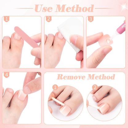 Rosa Farbverlauf Fußnägel zum Kleben – 120 Stück Press On Nails