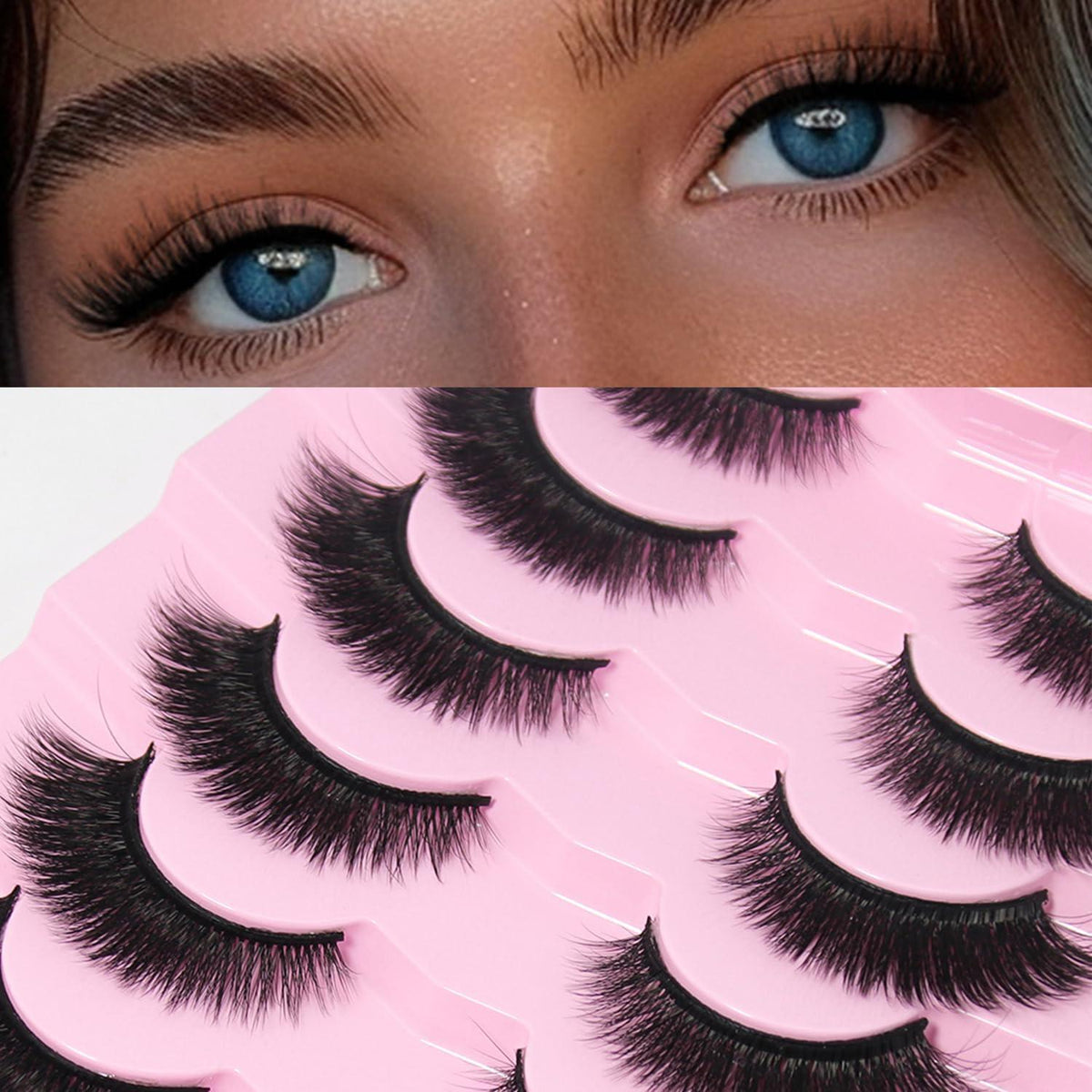 7 Paar 3D Natürliche Falsche Wimpern – Wiederverwendbar & Flauschig