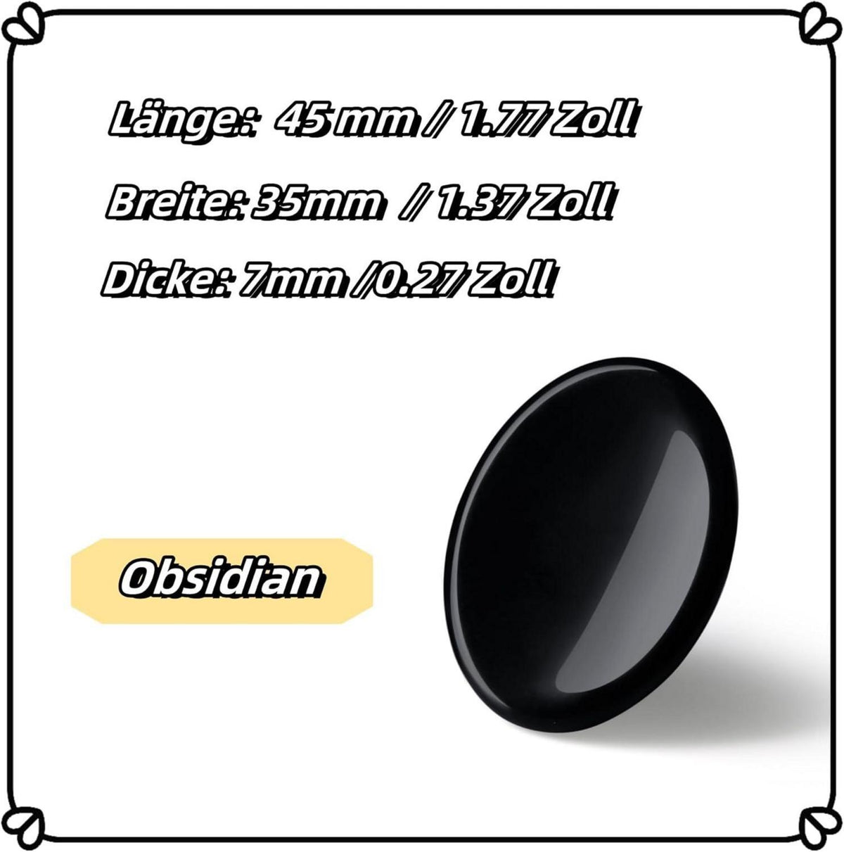 Obsidian Kristall Handschmeichler Herzform Heilstein Meditation