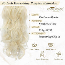 Haarteil Pferdeschwanz Extension Blond 50cm Lockige Gewellt