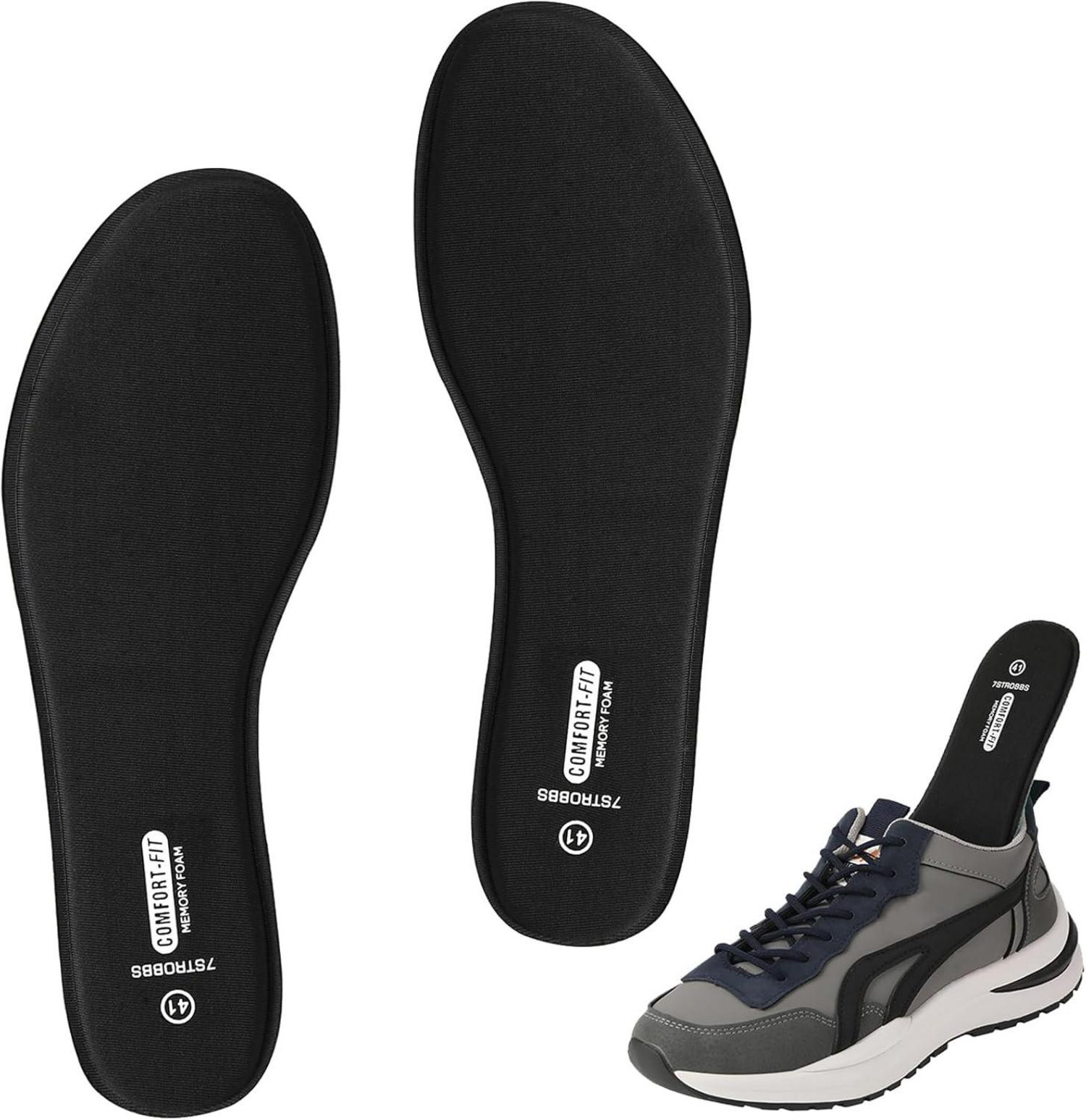 Memory Foam Einlegesohlen Schwarz EU46 für Damen & Herren