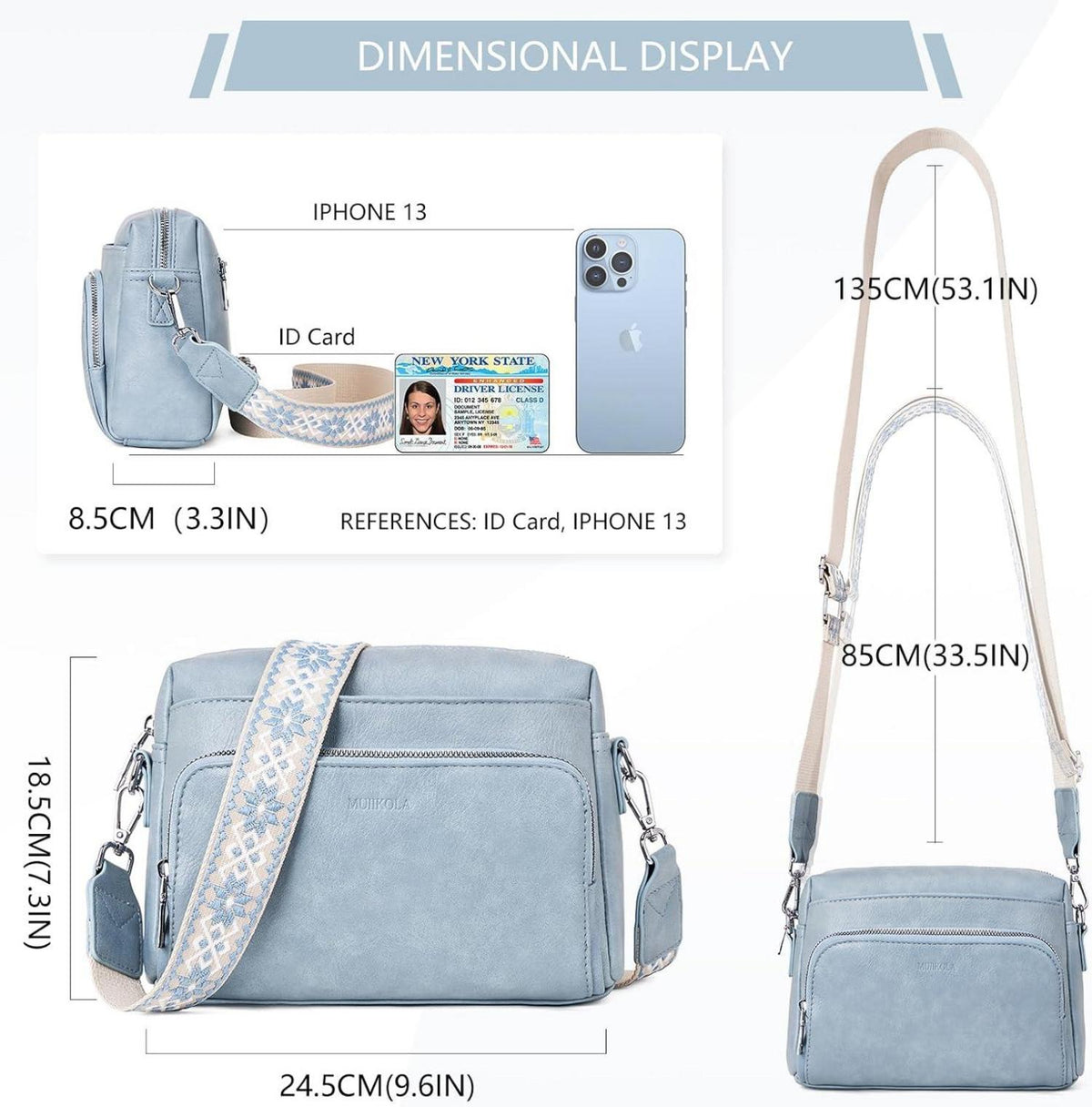 Umhängetasche Damen Crossbody Bag PU Leder RFID-Schutz