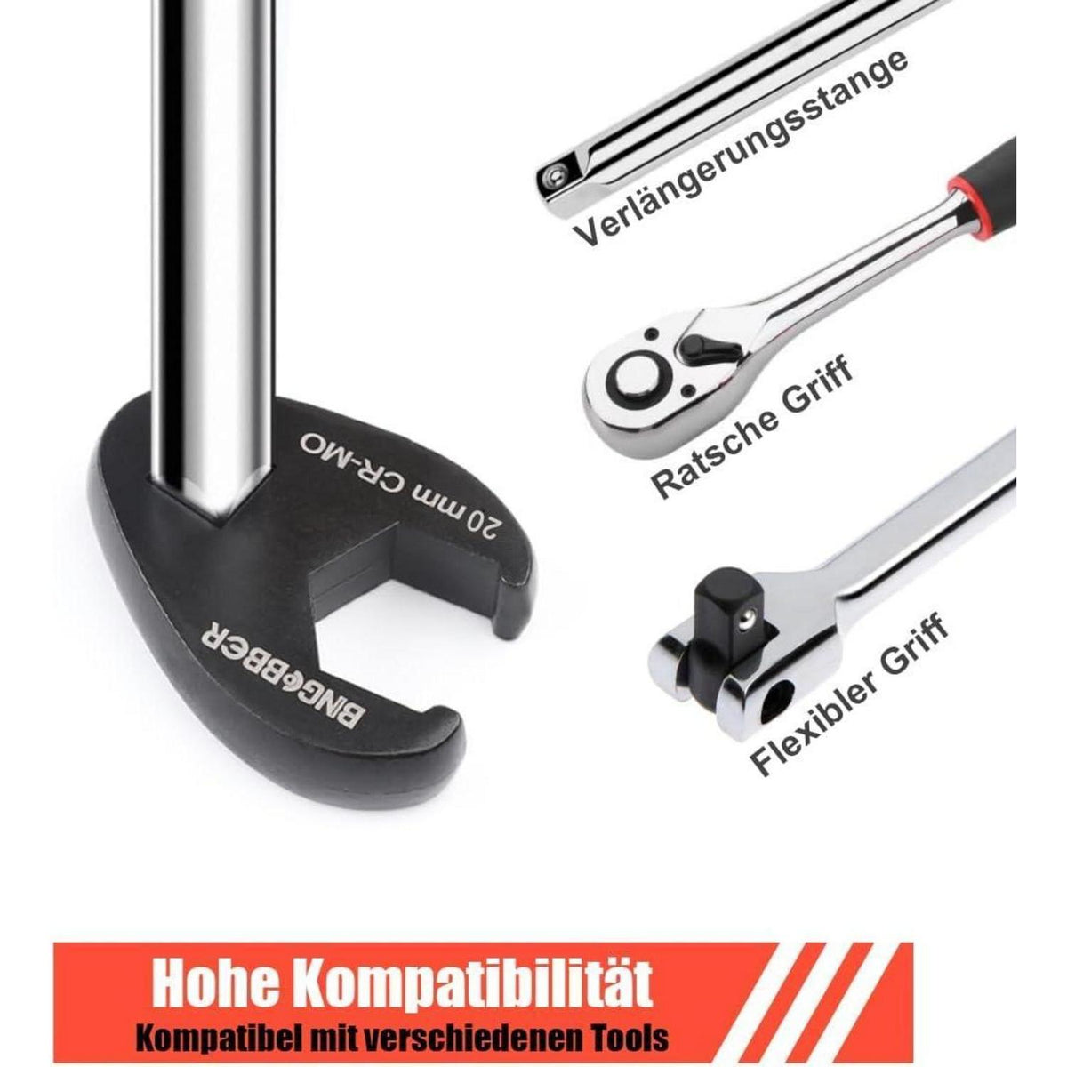 Hahnenfußschlüssel Satz 13-teilig 1/2" Antrieb 20-32mm mit Organizer-Box