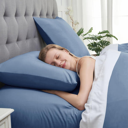 80x80 Kissenbezug 2er Set - Blau, Mikrofaser
