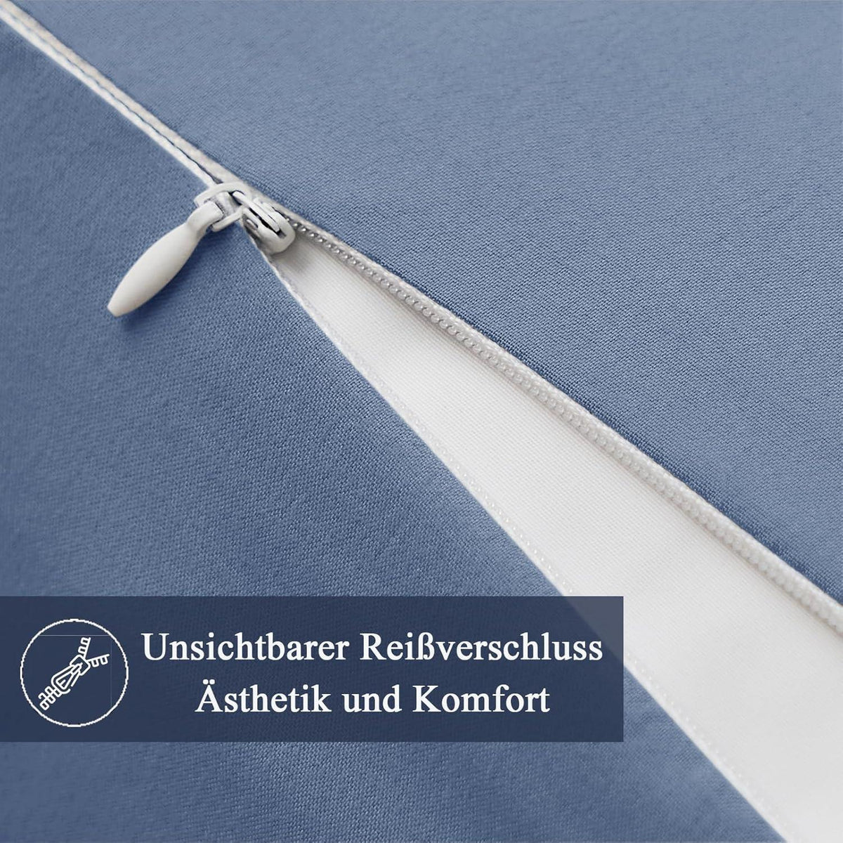 80x80 Kissenbezug 2er Set - Blau, Mikrofaser