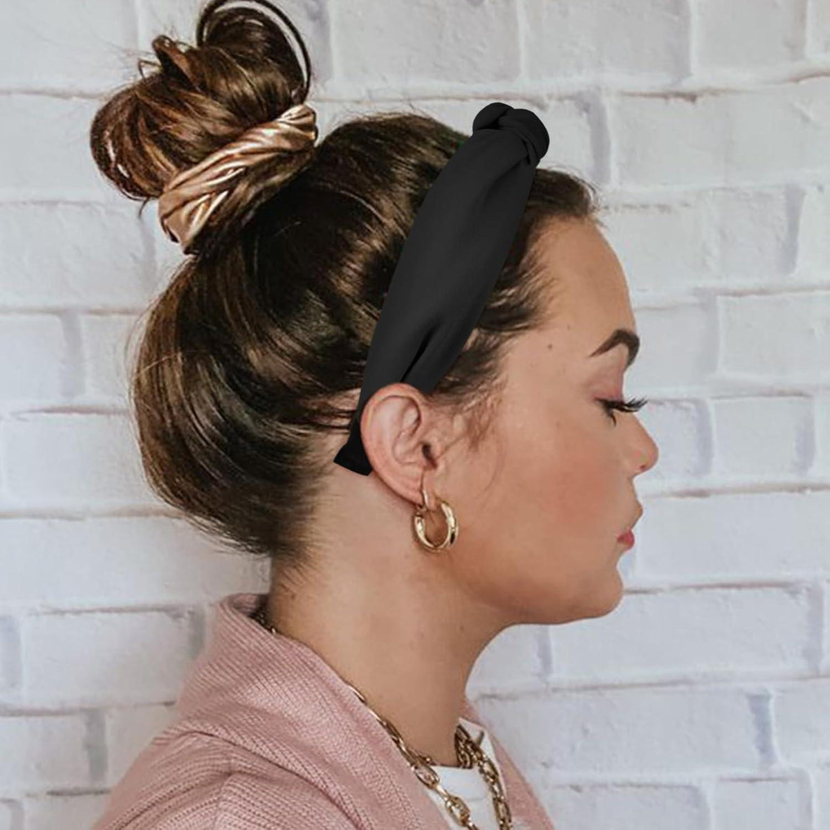 4er Pack breite geknotete Stirnbänder Haarreif Damen Mädchen Boho Haarbänder