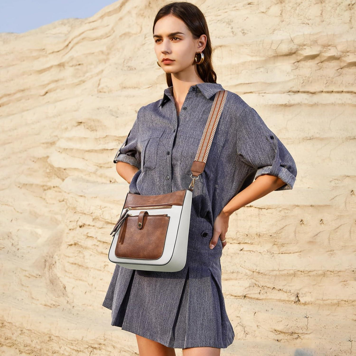 Handtasche Damen Mittelgroß aus Veganes Leder Crossbody Bag