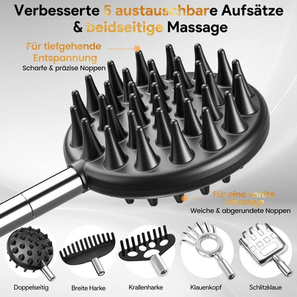 Rückenkratzer Ausziehbar mit 5 Aufsätzen – Perfektes Geschenk für Männer