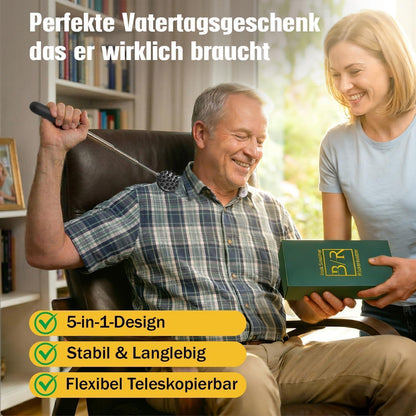 Rückenkratzer Ausziehbar mit 5 Aufsätzen – Perfektes Geschenk für Männer