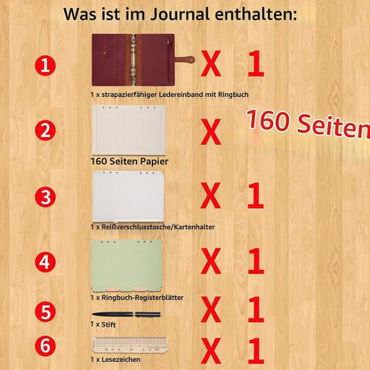 A6 Ringbuch Notizbuch mit Zubehör – Weinrot in Lederoptik