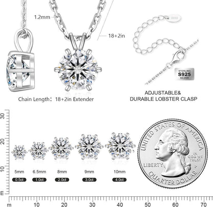 KRKC&CO Moissanite Diamant Kette Damen, Silber 925 Anhänger 1-4 CT VVS1 D Weißgold 3 CT