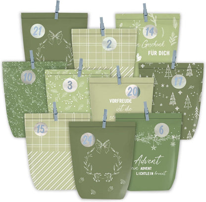 Adventskalender Papiertüten zum Selbst Gestalten, Weihnachtsdeko Set