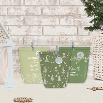 Adventskalender zum Selber Basteln 24 Weihnachtstüten Grüntönen