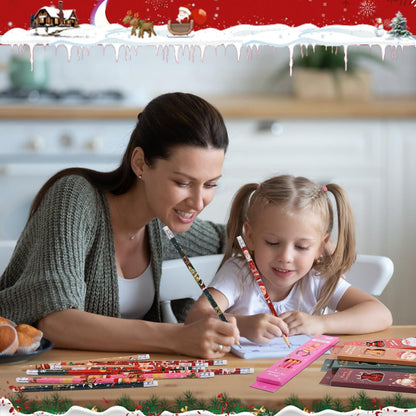 30er Set Weihnachts-Bleistifte mit Radiergummi, 5 Weihnachtsmotive