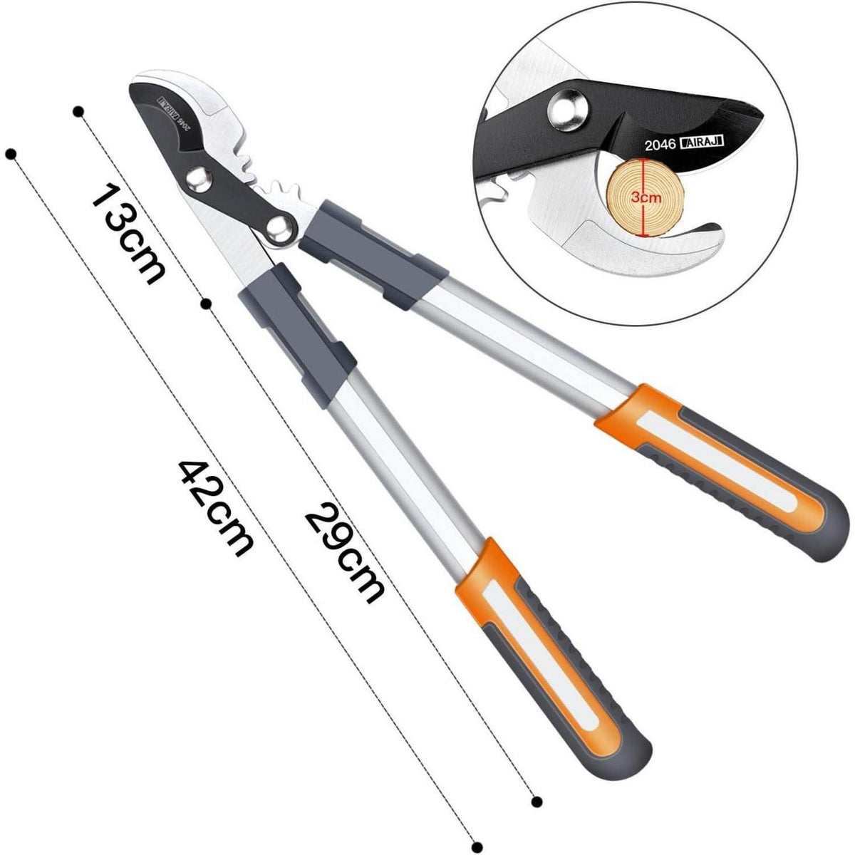 Astschere 43cm, Teflon-beschichtet, SK5 Klinge, schneidet 3cm Äste