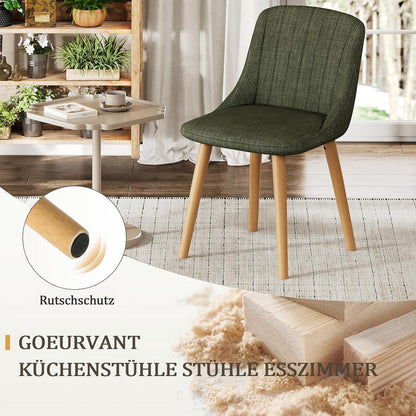 Grüner Esszimmerstuhl Set 2x Massivholz Beine & Polyester