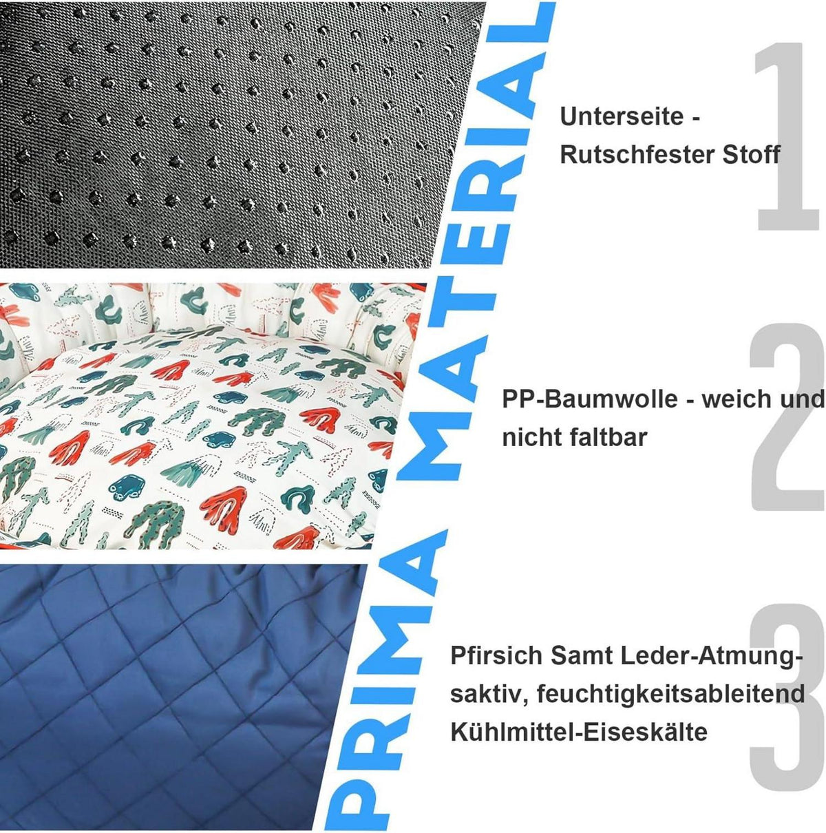 Hundebett rutschfest waschbar für kleine Hunde 50x15cm Blau