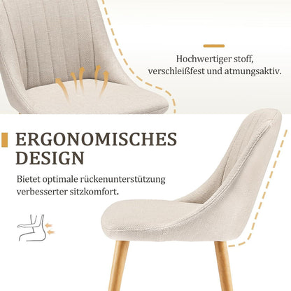 Esszimmerstuhl Set Beige Holzbeine – Polsterstuhl für Küche & Wohnzimmer