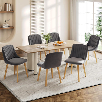 Samt Esszimmerstühle 2er Set Dunkelgrau mit Massivholz