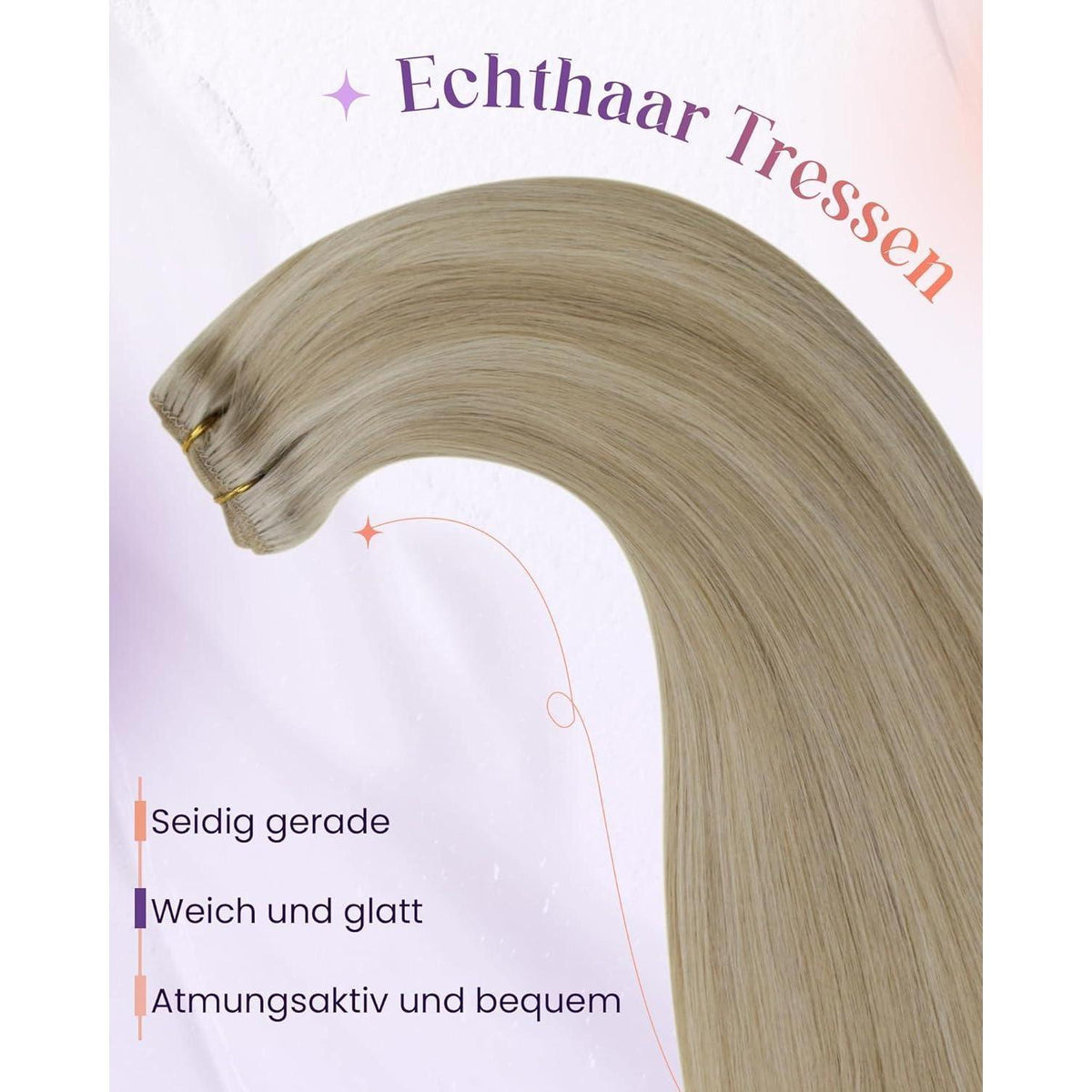 Echthaar Tressen Blond Highlights Remy 80g 35cm #P16/22