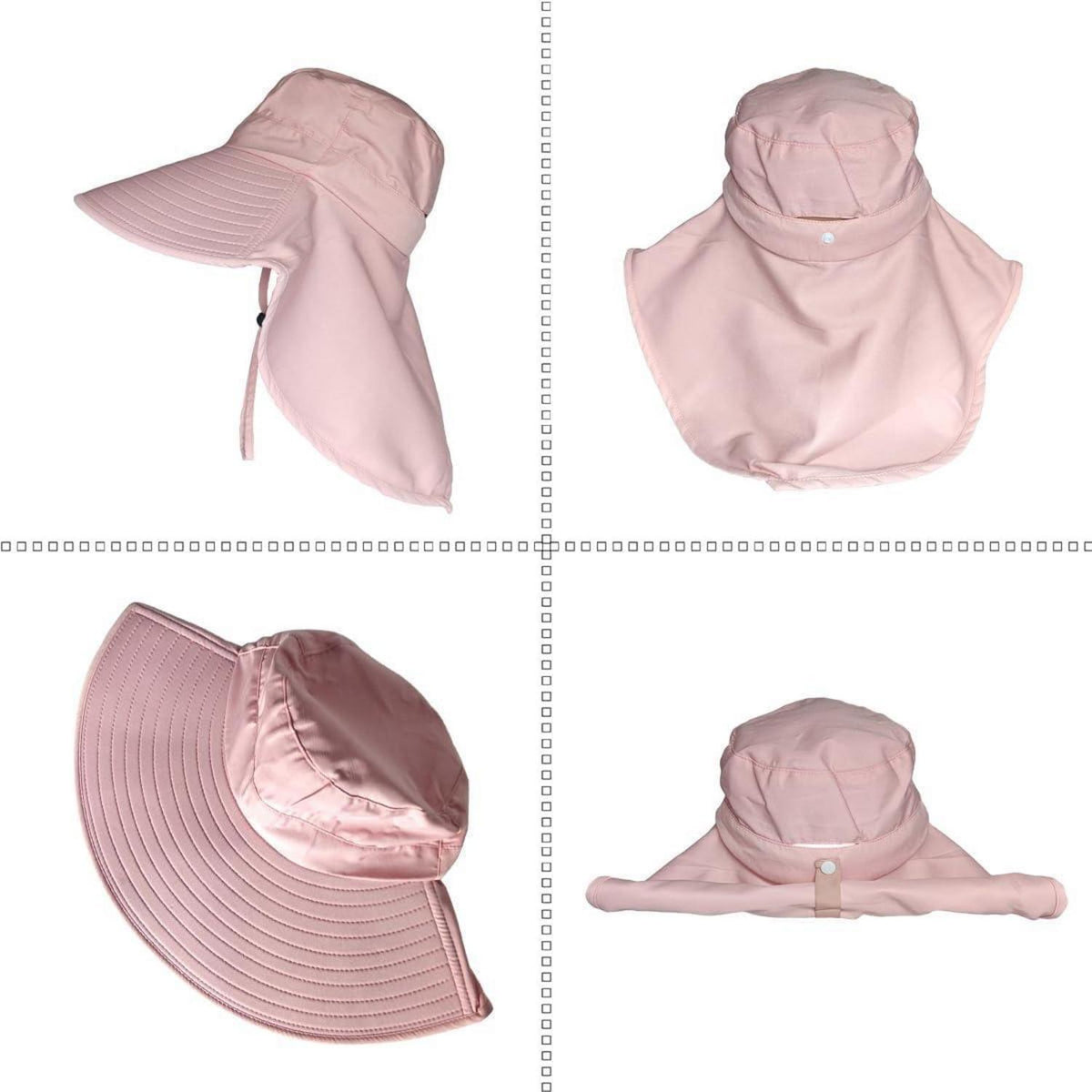 Sonnenhut Damen mit Pferdeschwanz Loch & Nackenschutz Rosa