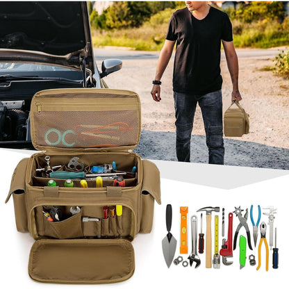 Kleine Werkzeugtasche Khaki mit gepolstertem Boden