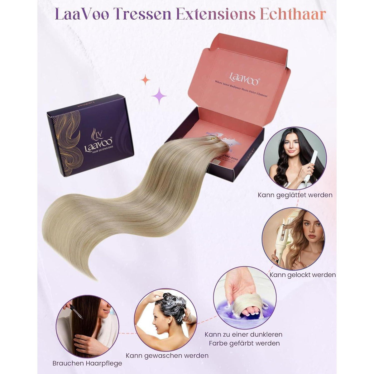 Echthaar Tressen Blond – Zum Einnähen, 40cm, 100g