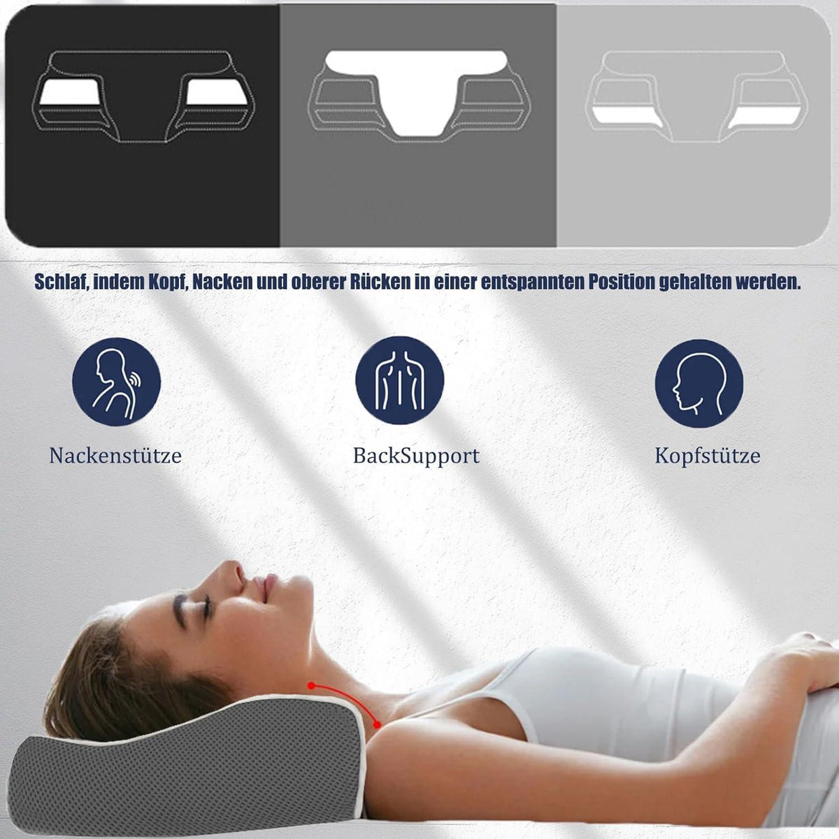 Ahigh Memory Foam Kopfkissen Orthopädisch Nackenkissen 60x34cm