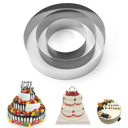 3er-Set Tortenringe Edelstahl | Kuchenformen 10/15/20 cm