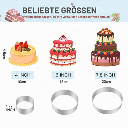 3er-Set Tortenringe Edelstahl | Kuchenformen 10/15/20 cm