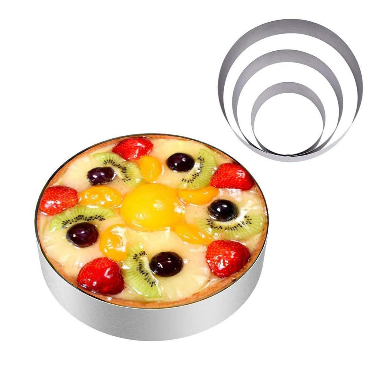3er-Set Tortenringe Edelstahl | Kuchenformen 10/15/20 cm