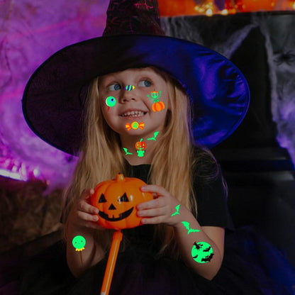 Halloween Tattoos für Kinder – 10 Blatt leuchtend & niedlich