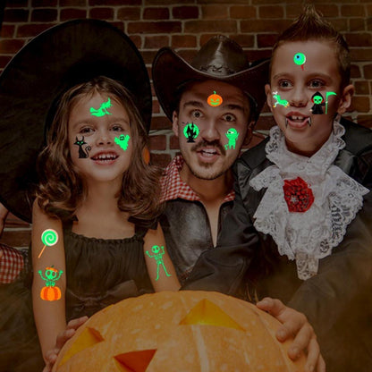 Halloween Tattoos für Kinder – 10 Blatt leuchtend & niedlich