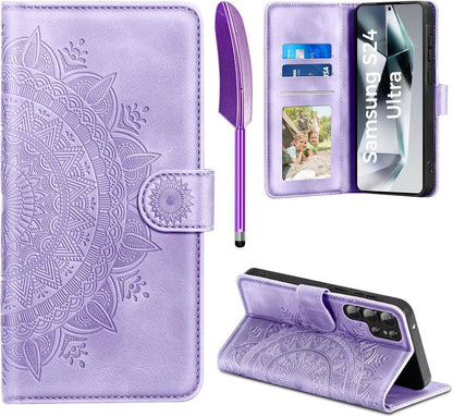Samsung Galaxy S24 Ultra Handyhülle Flip Wallet PU Leder Hellviolett