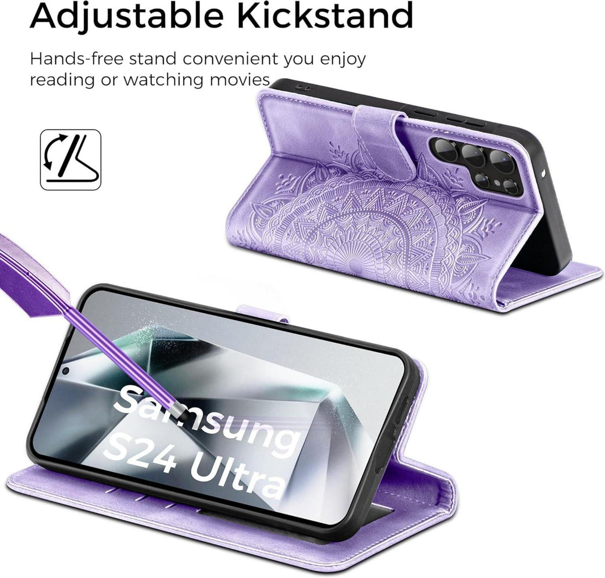 Samsung Galaxy S24 Ultra Handyhülle Flip Wallet PU Leder Hellviolett