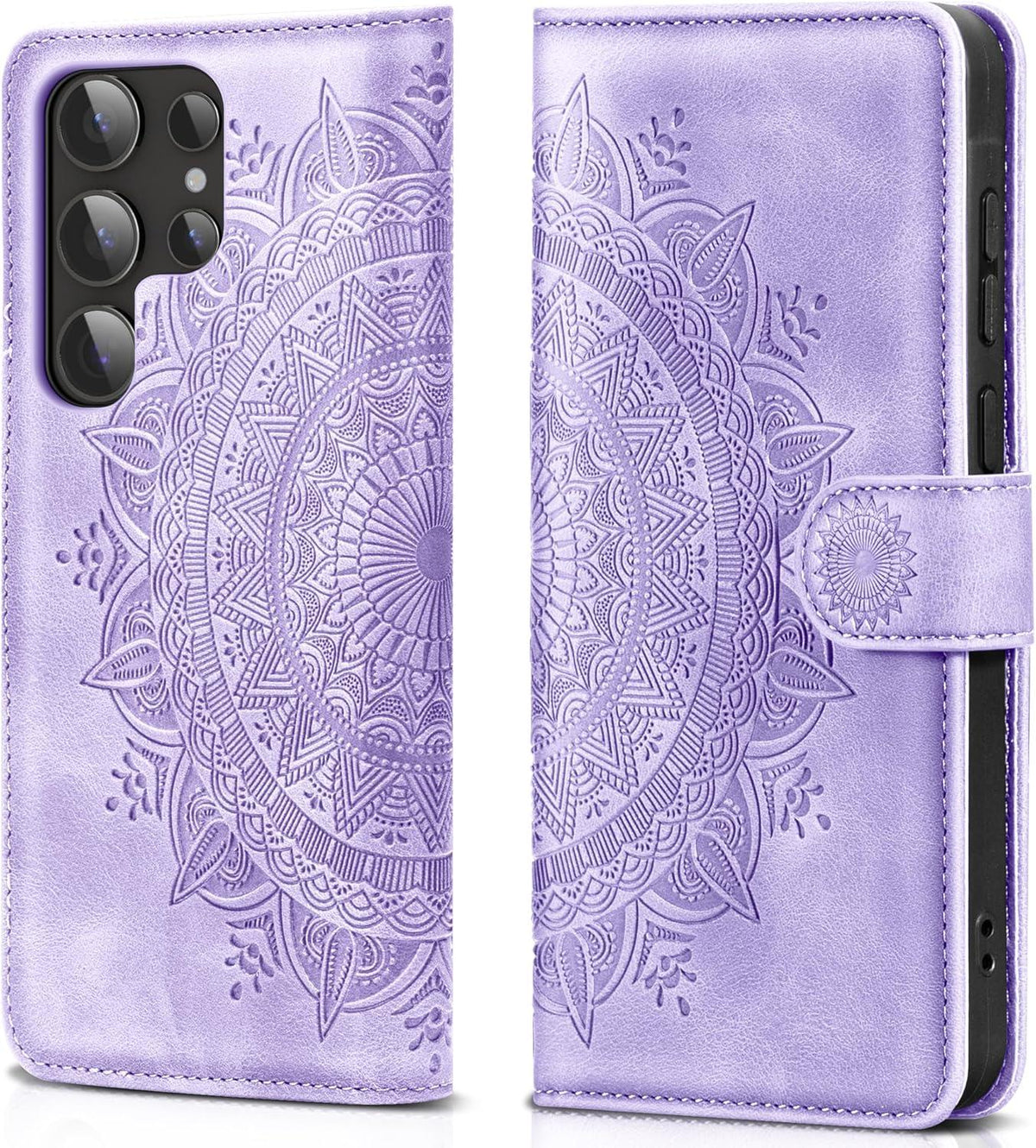 Samsung Galaxy S24 Ultra Handyhülle Flip Wallet PU Leder Tasche Hellviolett