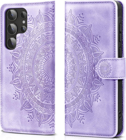 Samsung Galaxy S24 Ultra Handyhülle Flip Wallet PU Leder Tasche Hellviolett