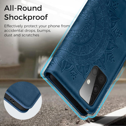 Samsung Galaxy A51 Lederhülle Wallet Case dunkelblau magnet