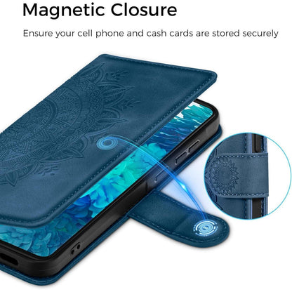 Samsung Galaxy S20 FE Klapphülle mit Kartenfach & Ständer Dunkelblau in Lederoptik