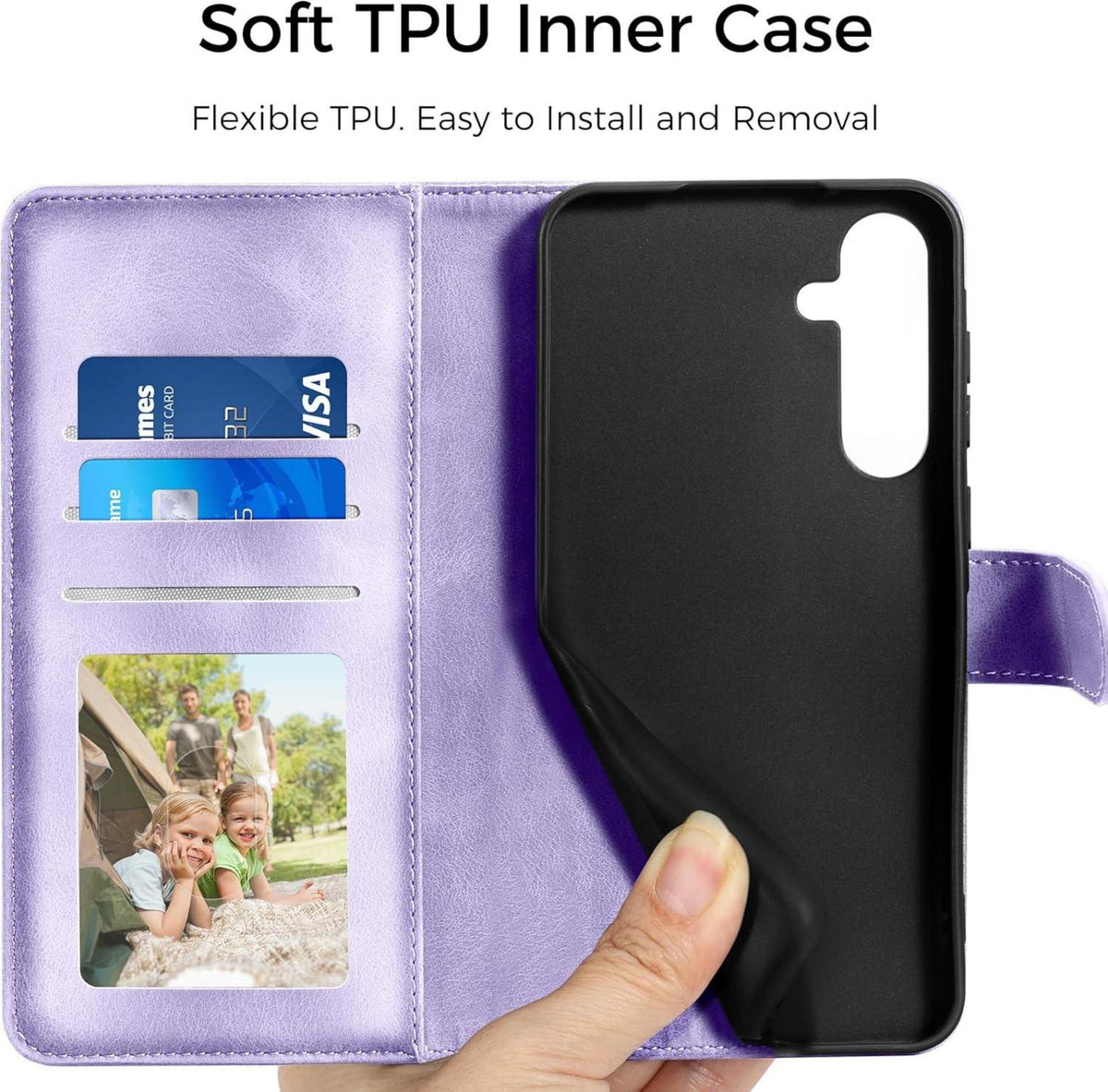 Lederhülle Samsung Galaxy S24 5G Flip Wallet Hülle PU Case Schwarz