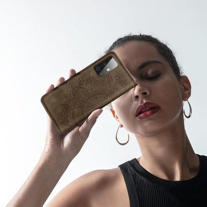 Samsung Galaxy A51 Leder Flip Wallet Hülle Braun Magnet Standfunktion