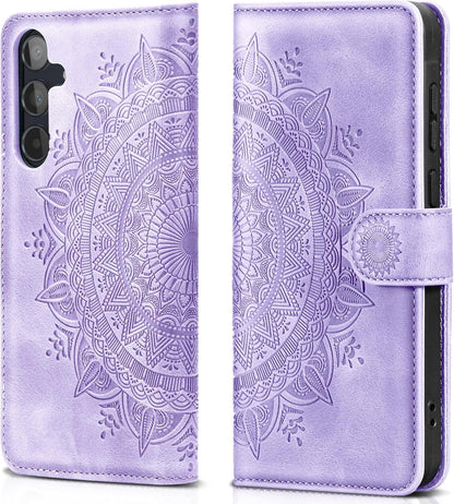 EASDNB Samsung Galaxy A55 5G Lederhülle Flip Wallet Case Hellviolett