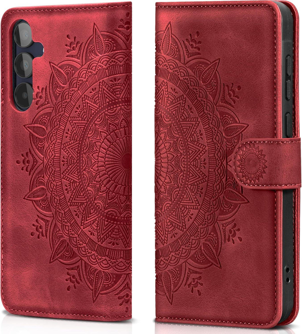 Samsung Galaxy A15 5G/4G Lederhülle Flip Wallet Schutzhülle Rot