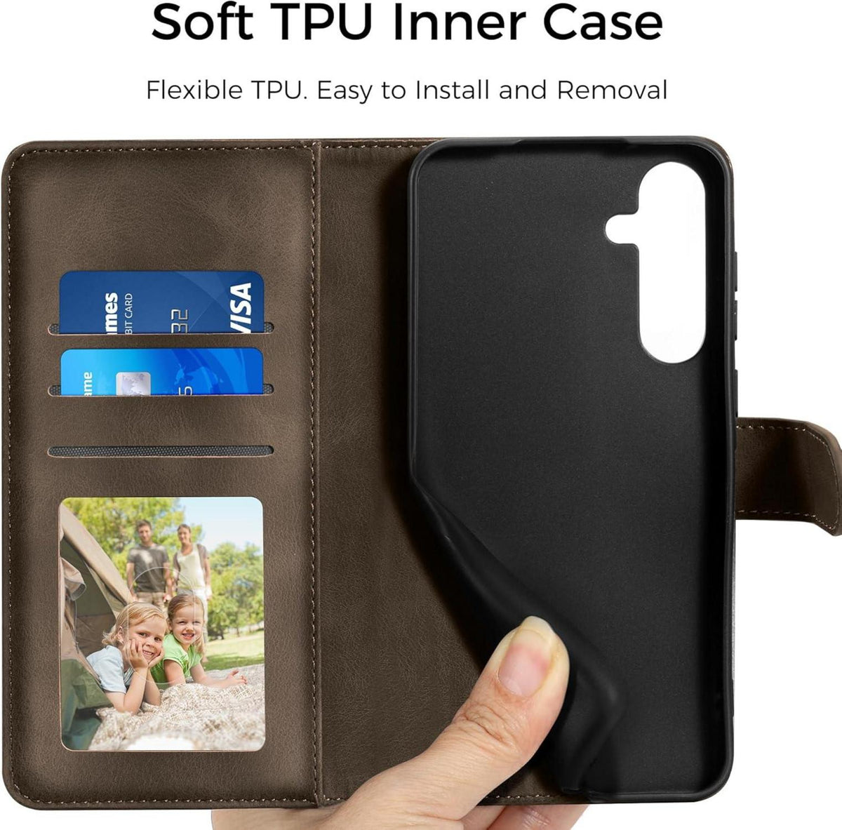 EASDNB Samsung Galaxy S24 5G Leder Flip Wallet Hülle Braun